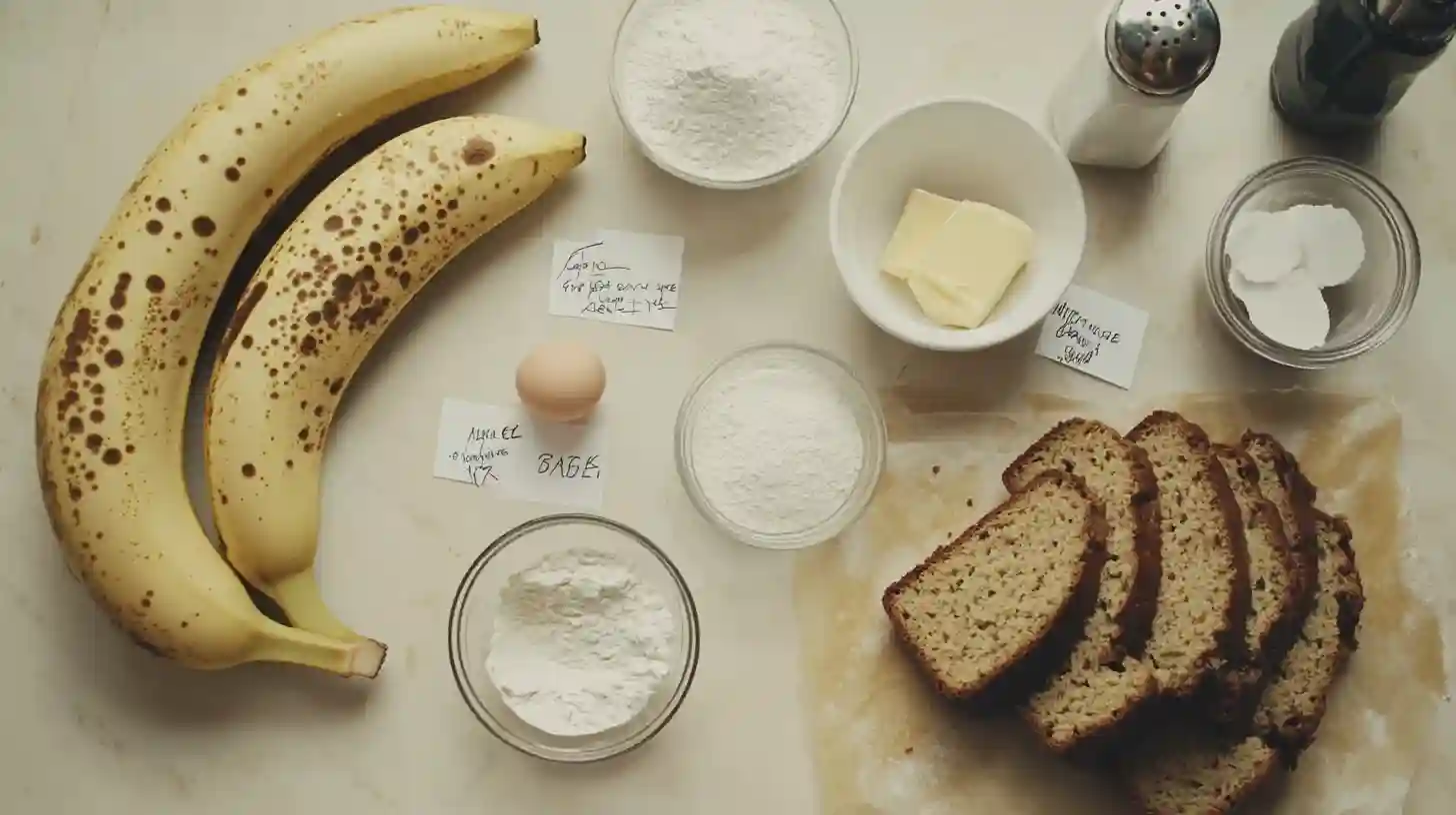 Best Bread Machine Banana Bread Close-up of freshly baked banana bread with a golden crust, sliced on a wooden cutting board. The bread has a moist texture with visible chocolate chips and nuts. In the background, ripe bananas rest on a checkered cloth beside a wooden-handled knife. Dried banana slices and pecans are scattered around, enhancing the rustic and cozy presentation.
