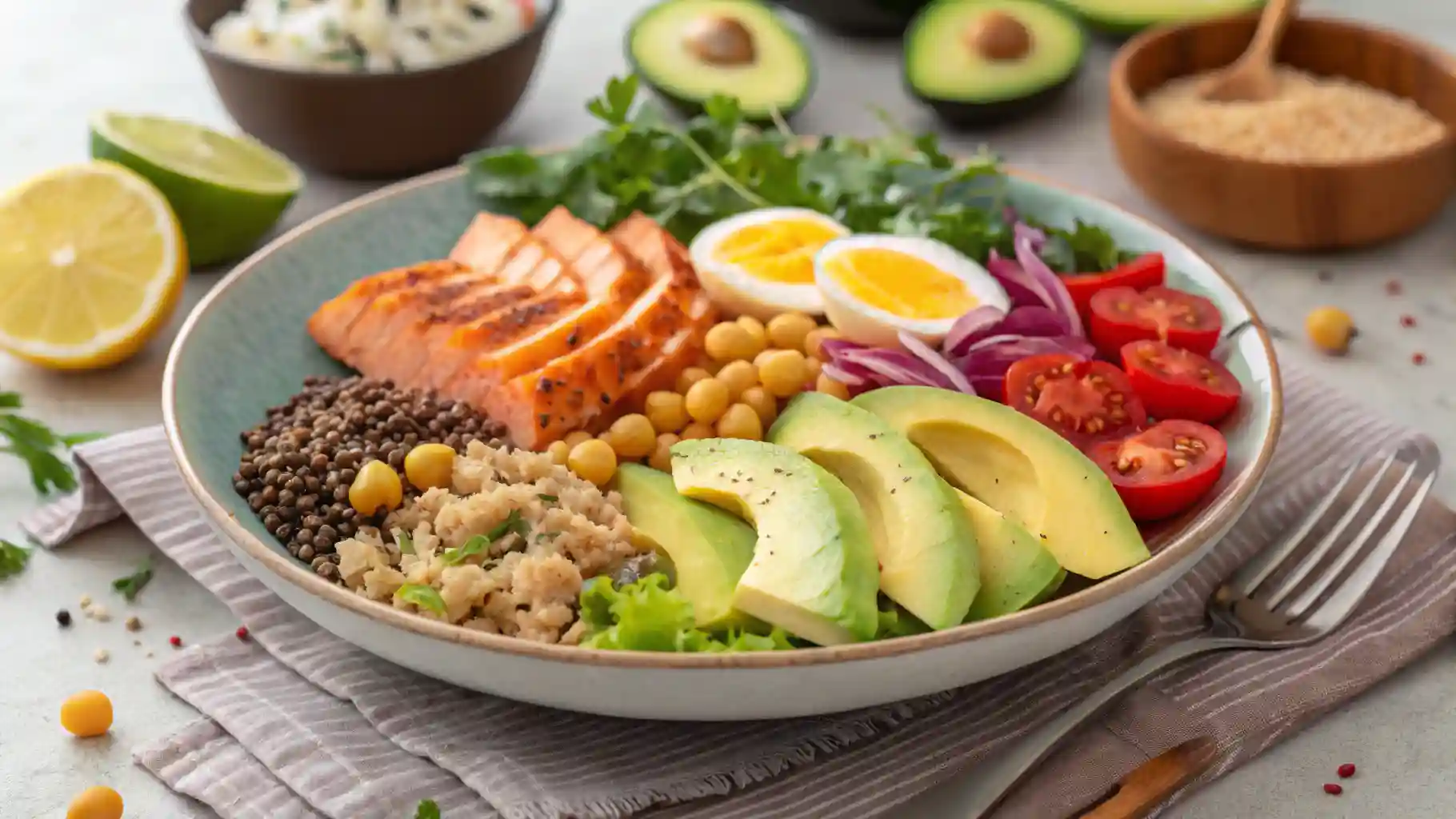 A close-up of avocado toast on whole-wheat bread, topped with red pepper flakes and a sprinkle of sal