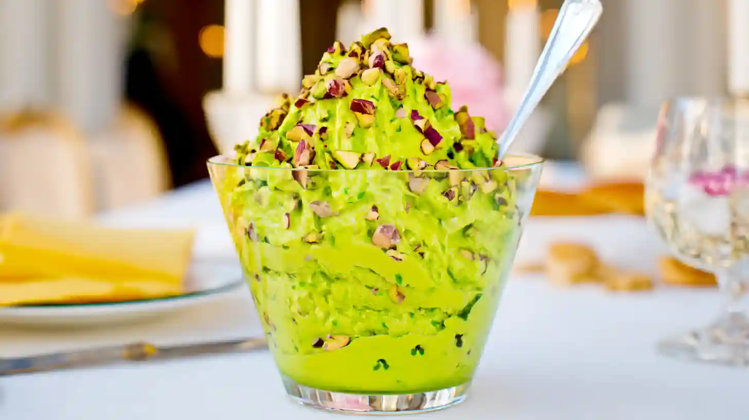 Creamy green pistachio spread in a jar  pistachio cream recipe