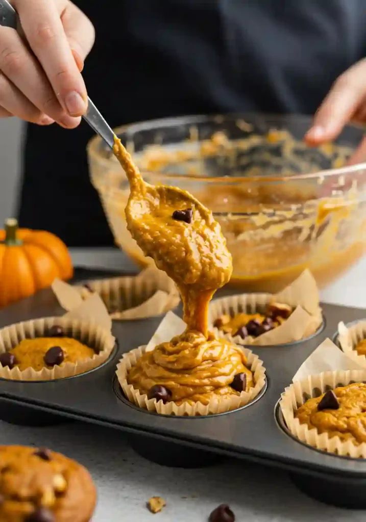 Large glass bowl with almond flour and spices being whisked together for gluten free muffins