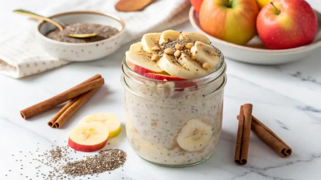 Overnight Oats Saudável com Frutas e Canela
