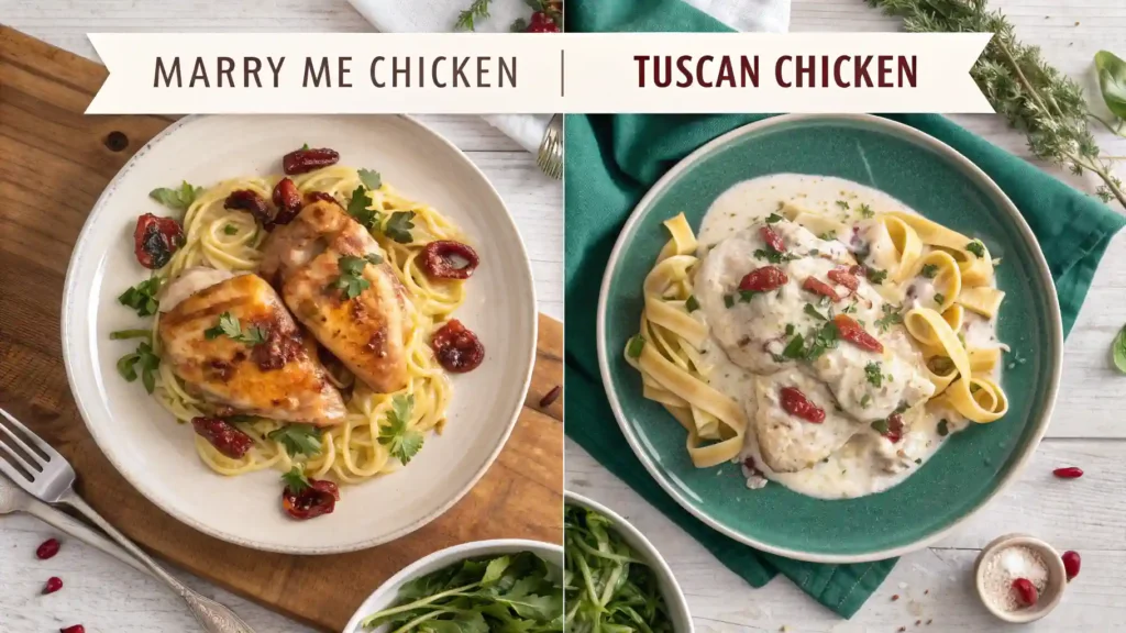 Marry Me Chicken vs Tuscan: Recipes & Key Secrets Marry Me Chicken vs Tuscan Chicken side by side comparison.