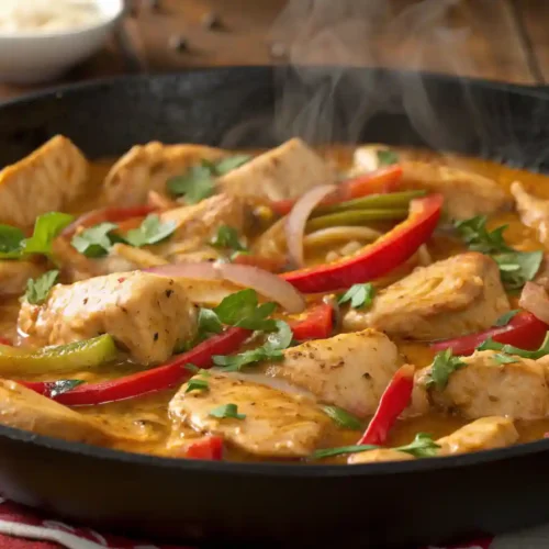 Easy Texas Roadhouse Butter Chicken Skillet 25 Minutes "Texas Roadhouse butter chicken skillet with golden chicken bites in buttery spiced sauce, topped with fresh cilantro."