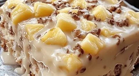 Elvis Presley Cake with layers of pineapple and cream cheese frosting