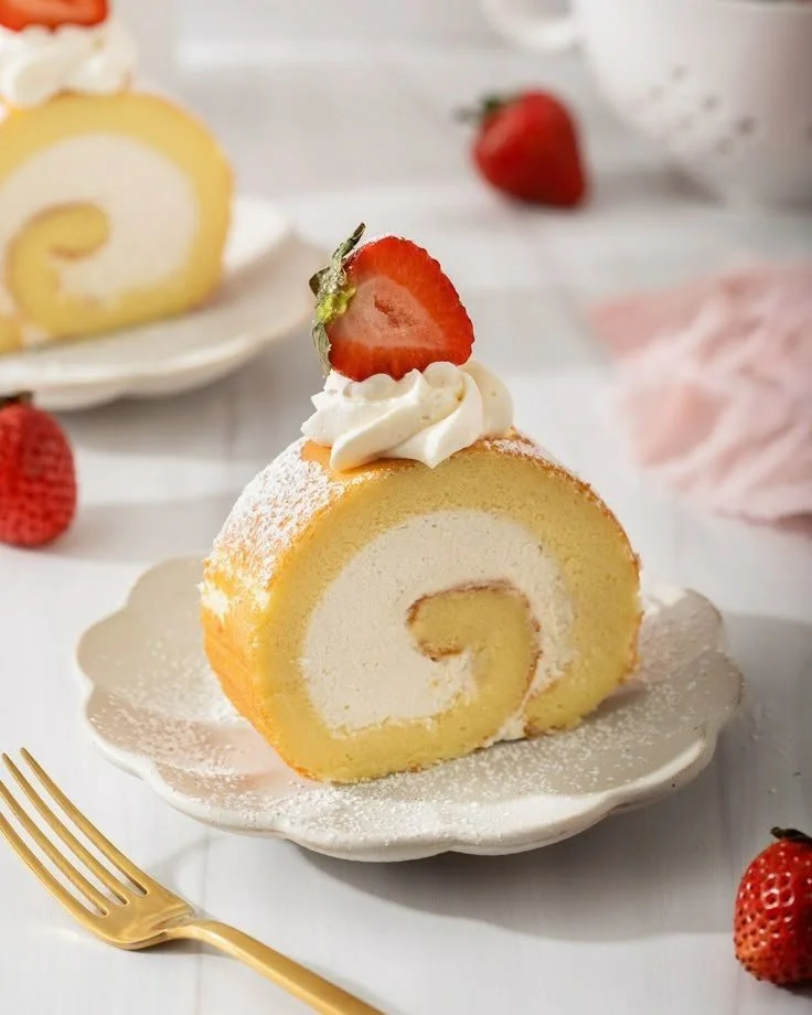 Delicious Japanese Cake Roll with cream filling and elegant design