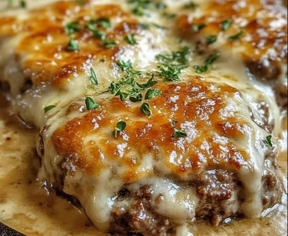 Amish Hamburger Steak Bake served with sides on a plate