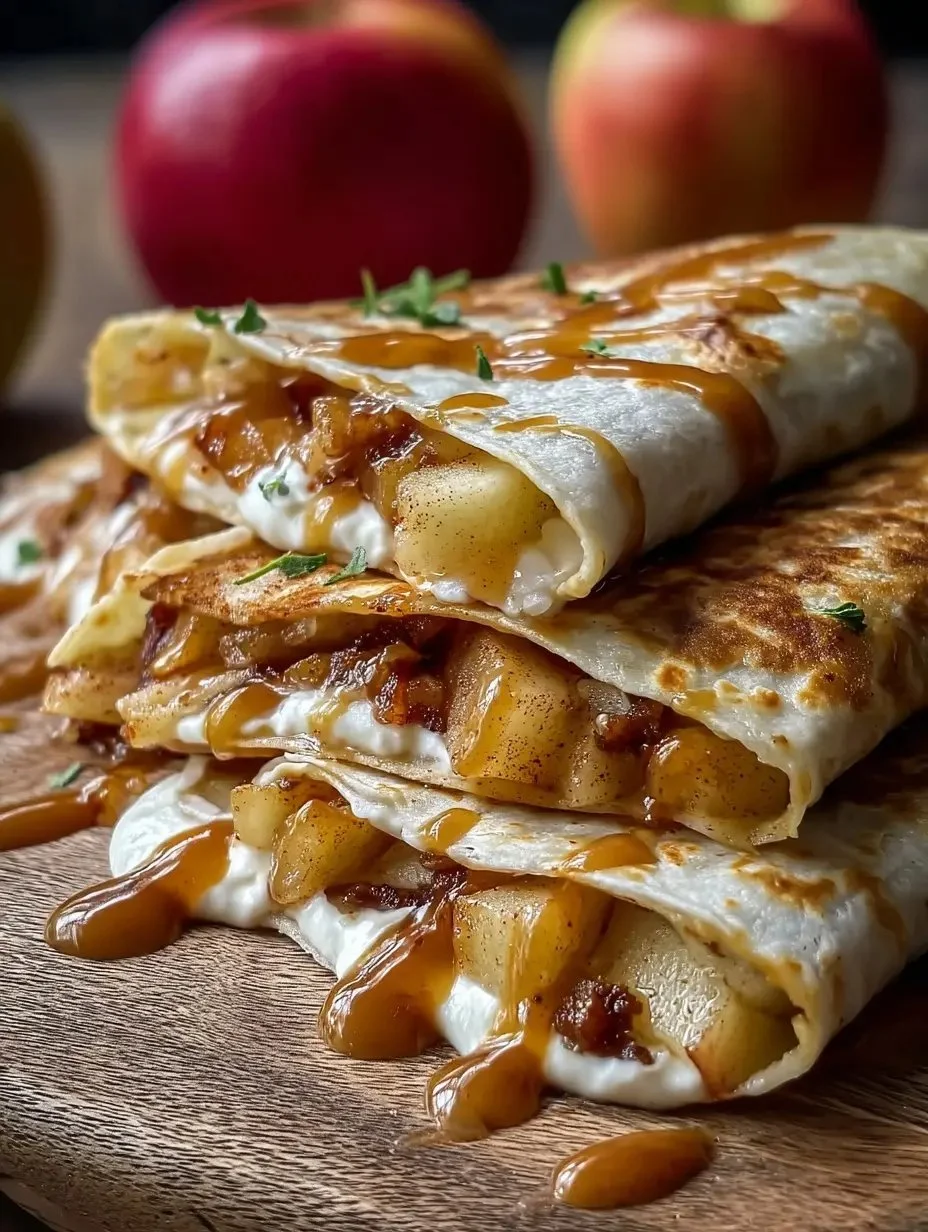 Delicious apple cinnamon breakfast quesadillas on a plate