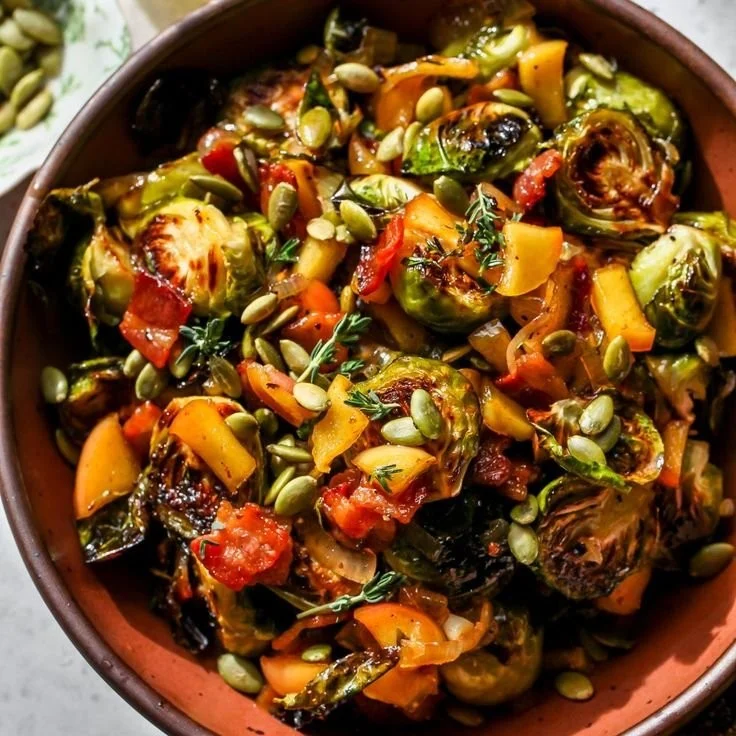 Cider-glazed Brussels sprouts served in a bowl