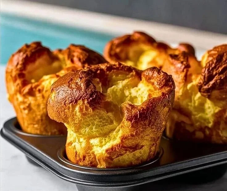 Freshly baked easy popovers displayed on a plate