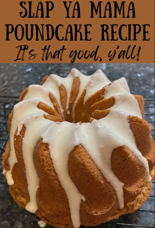 Delicious Slap Your Mama Pound Cake on a decorative plate